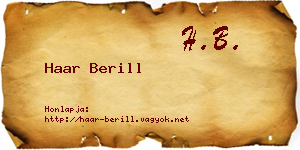 Haar Berill névjegykártya